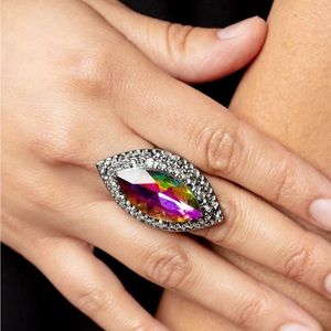 3 piece Gorgeous oil spill necklace bracket and ring set cannot be beat!